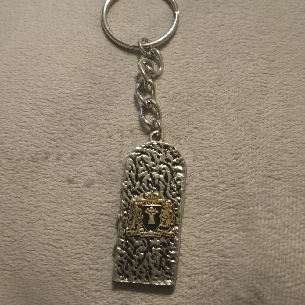 VTG Ten Commandments Key Chain Silver & Gold Tones